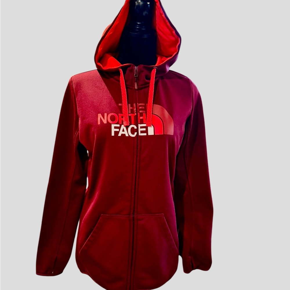The North Face Women's Jacket Red Half Dome Full-Zip Hoodie Sweatshirt Medium